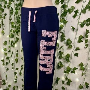 Navy Sweatpants with Pink 'FLIRT' Graphic